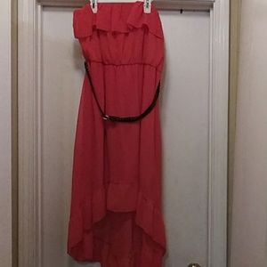 Red hi low dress